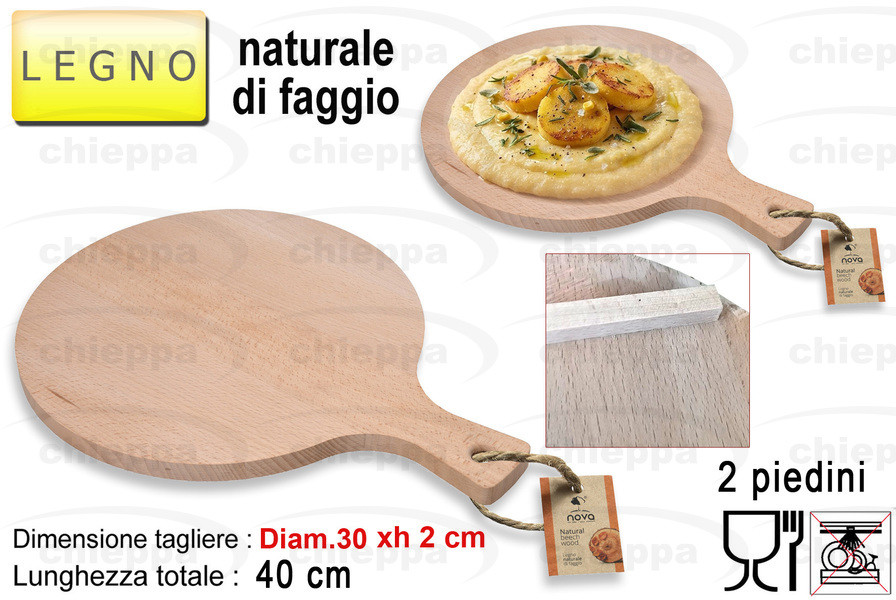 TAGLIERE 30 TONDO  C/M.  LEGNO
