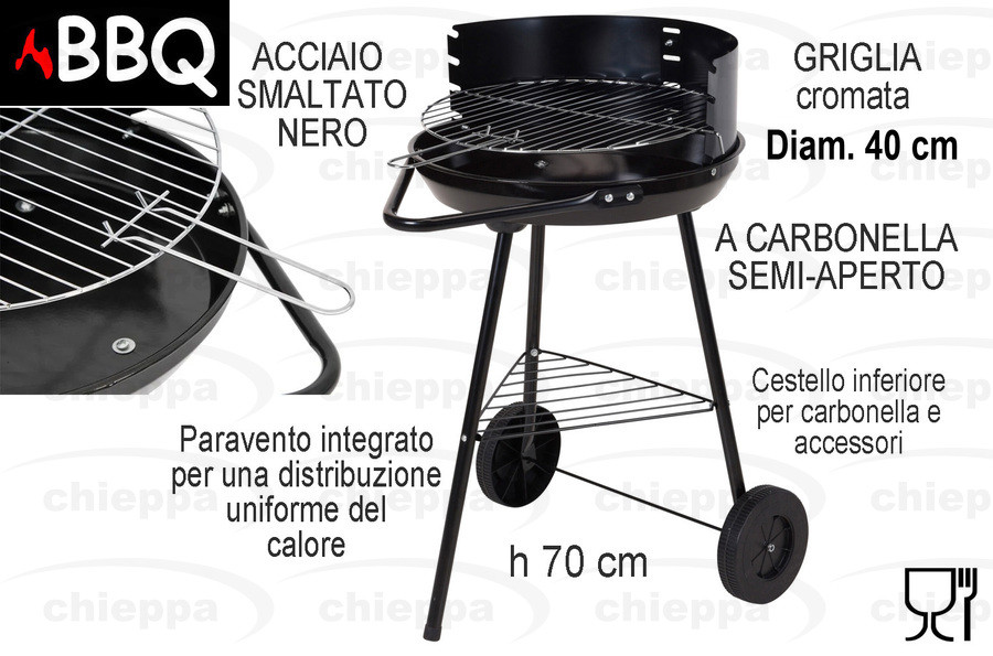 BBQ 40 TONDO C/RUOTE C83000560