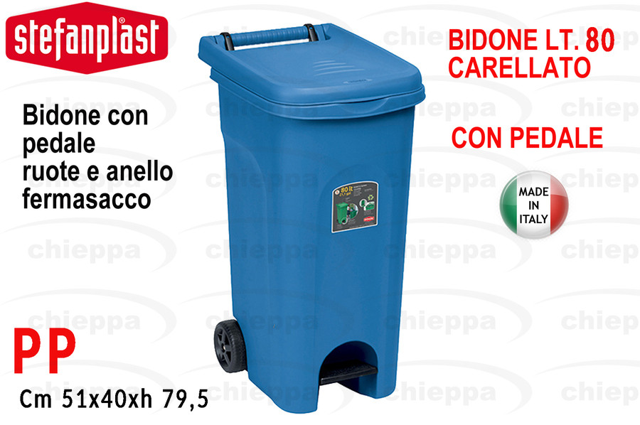 BIDONE L80 C/COP+PED BLU 25602