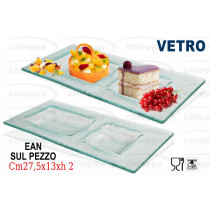 PIATTO RETT.2 SCOMPARTI VETRO*